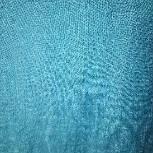 Harris Cotton Medium Linen Cover up Dress Fringe Aqua Blue Fringe Medium - Picture 3 of 7